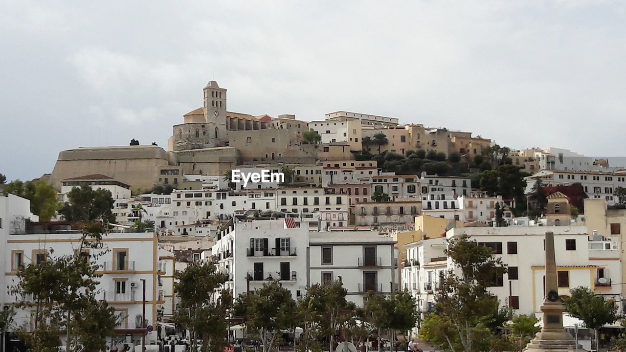 Low angle view of buildings in town