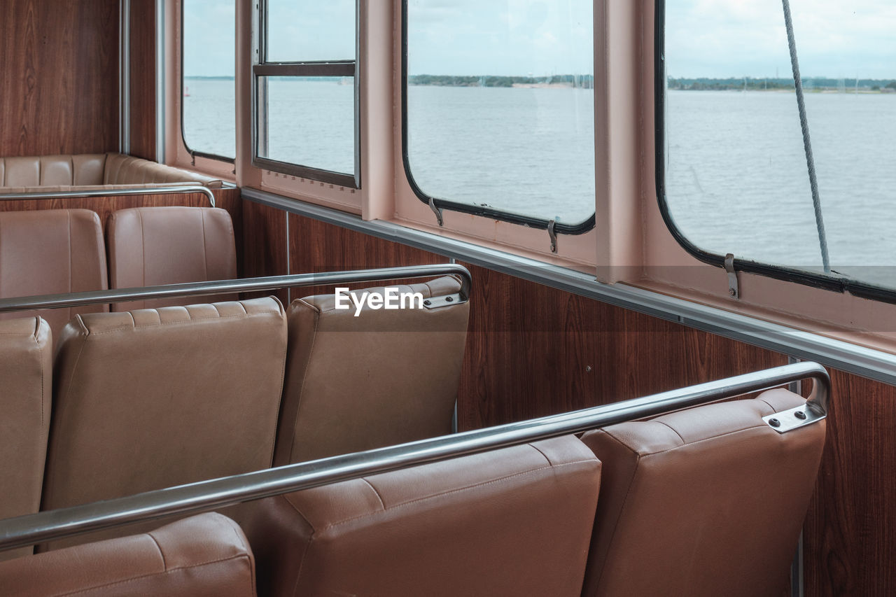 Empty seats in nautical vessel