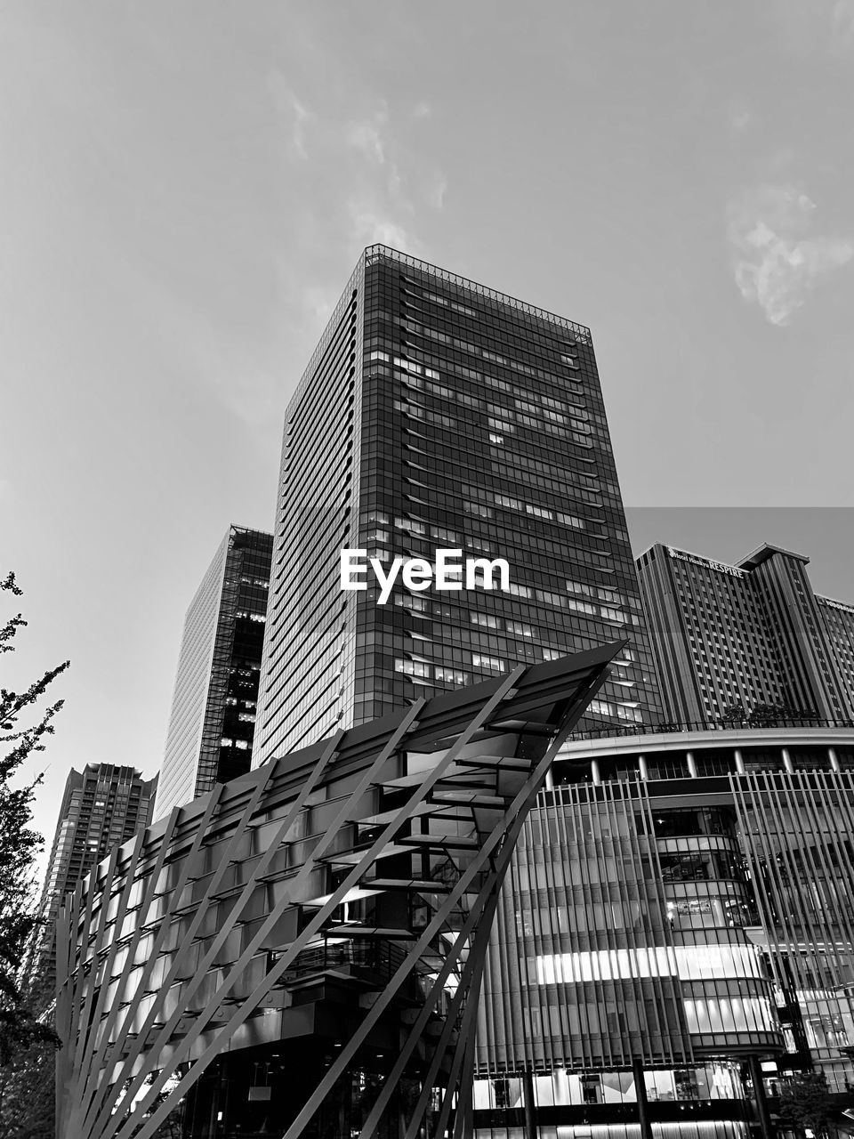 Low angle view of modern buildings against sky