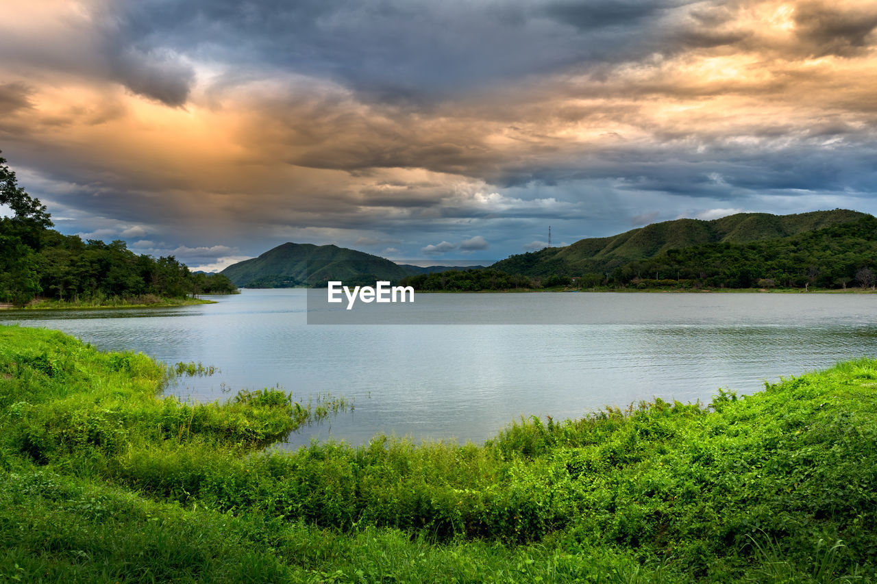 Scenic view of lake against sky