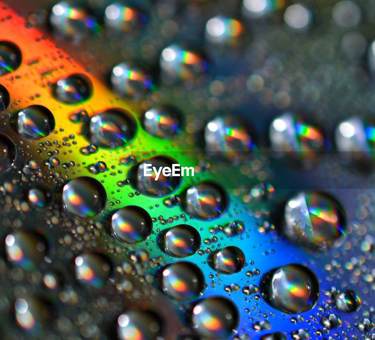 Close-up of waterdrops on glass against blurred background