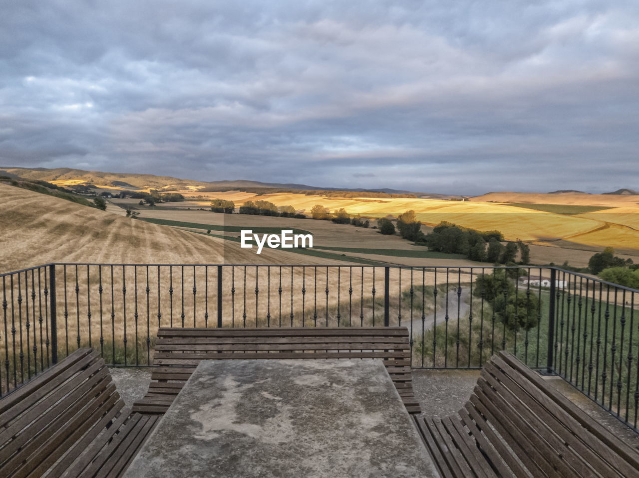 Countryside near granon, spain. village on the camino de santiago.