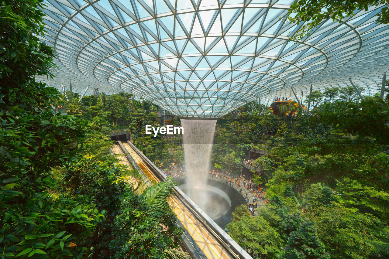 TILT IMAGE OF BRIDGE SEEN THROUGH PLANTS