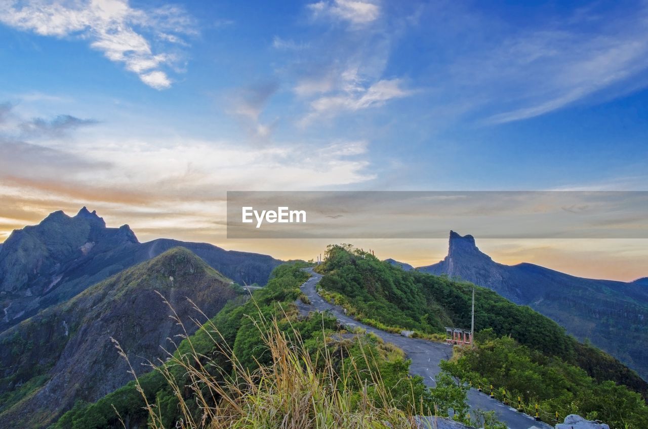 HIGH ANGLE VIEW OF LANDSCAPE AGAINST CLOUDY SKY