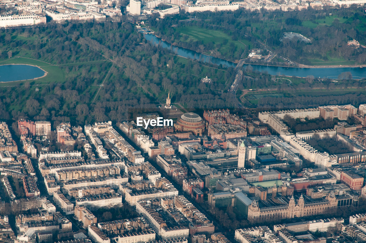 High angle view of buildings in city