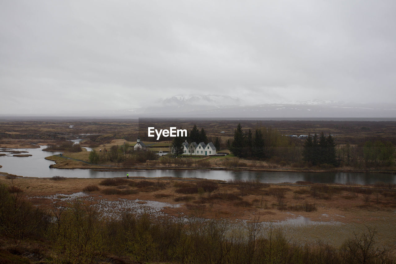 Scenic view of lake against sky