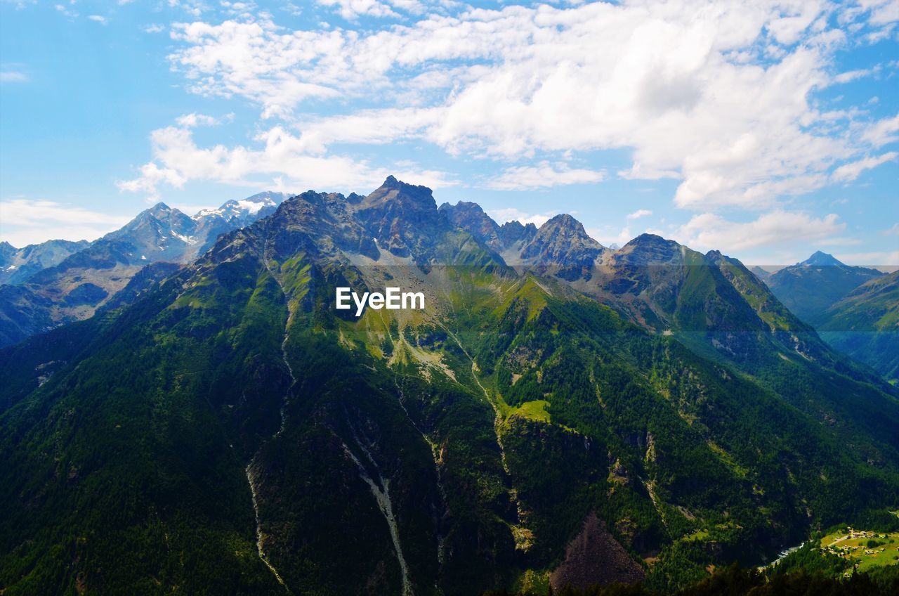 Scenic view of mountains against sky