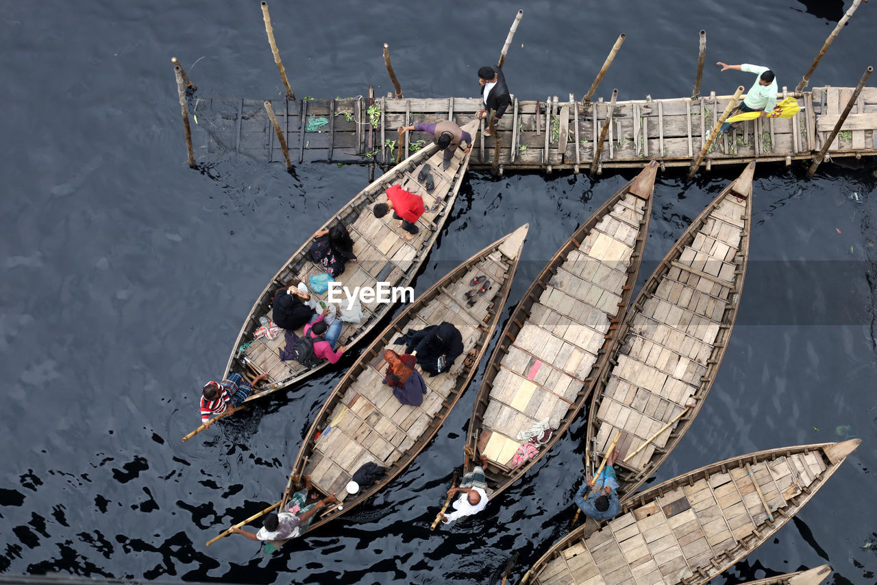 High angle view of boat in river