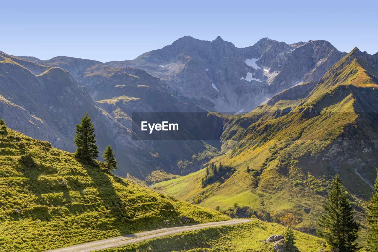 Idyllic scenery around schroecken, a municipality in the district of bregenz in austria