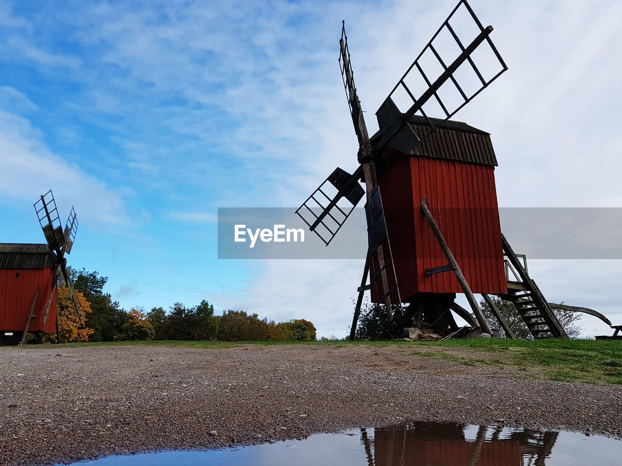 Traditional windmill against sky