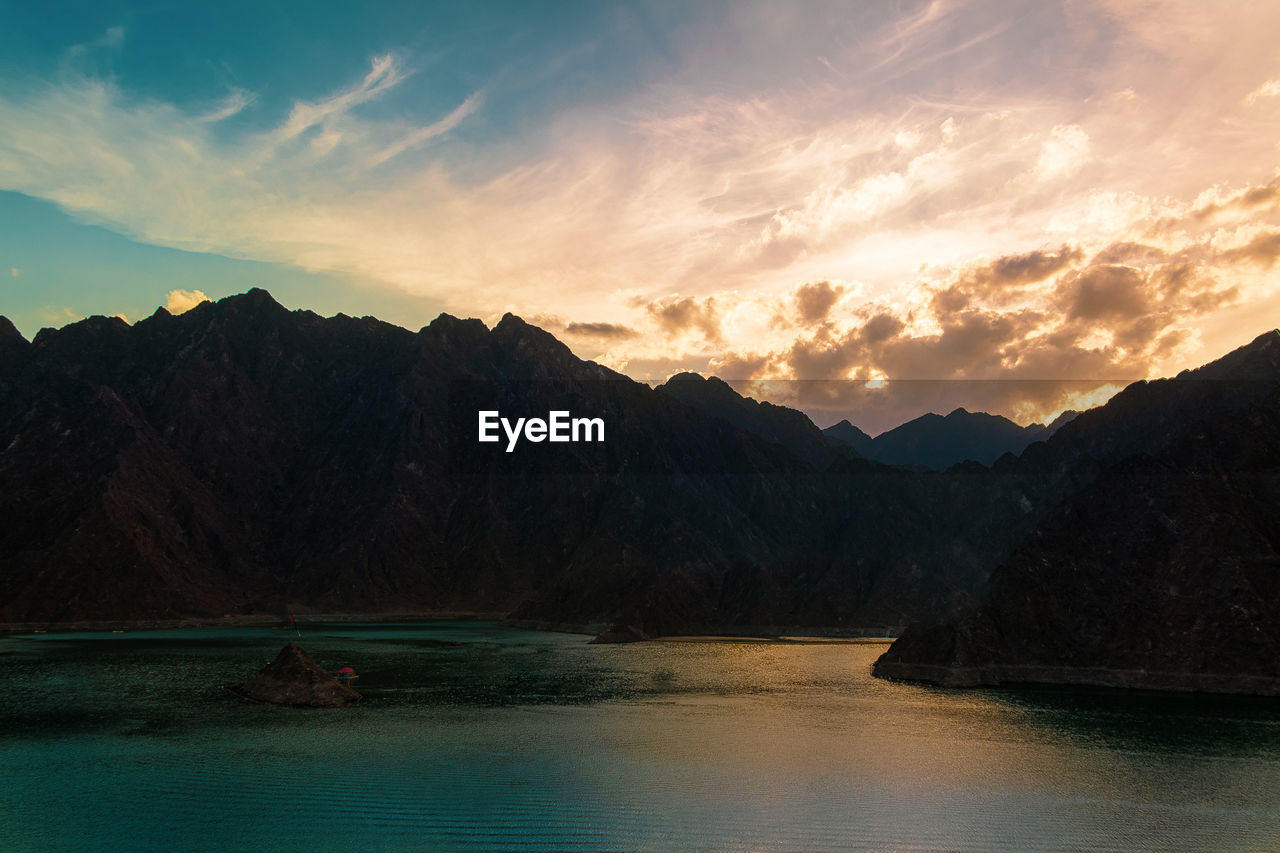 Hatta dam dubai against blue sea on a sunny day. 