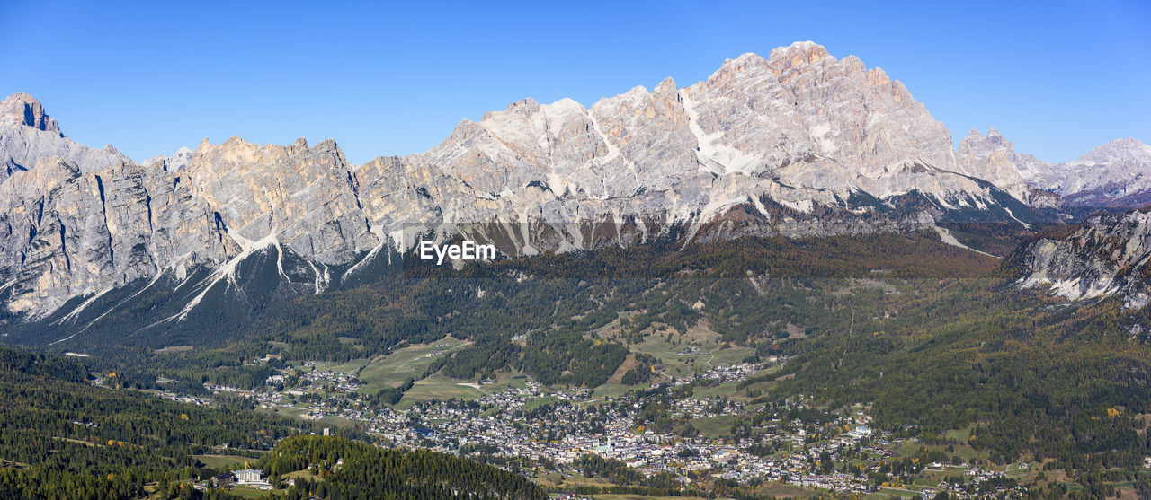 Panoramic view of landscape with mountain range in background