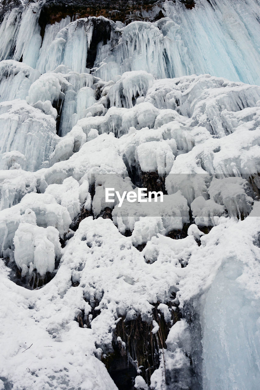 Frozen rocks in winter