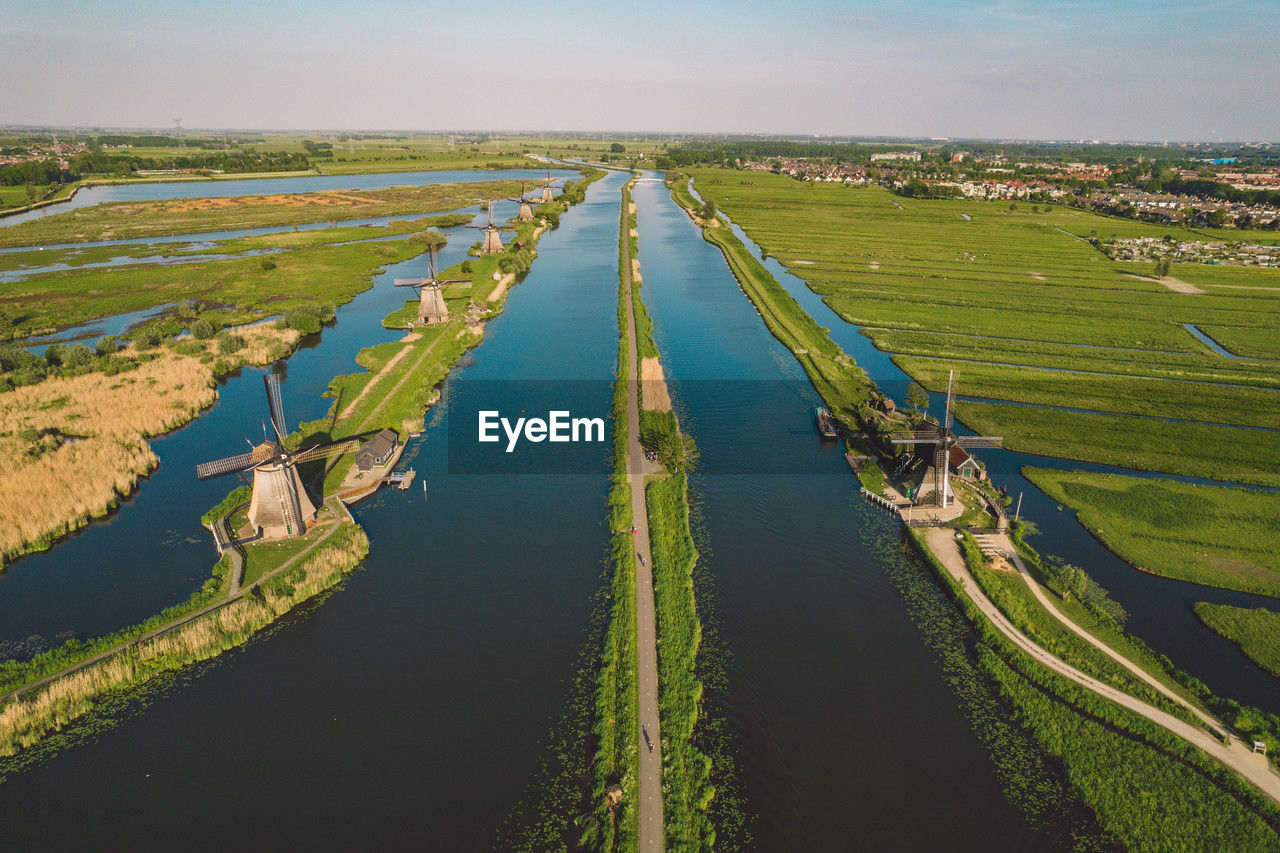 high angle view of railroad tracks against sky