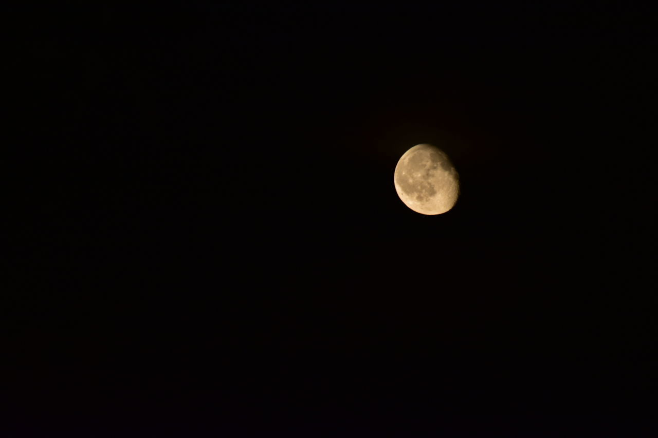 LOW ANGLE VIEW OF FULL MOON AGAINST CLEAR SKY