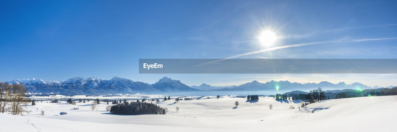 Panoramic landscape at winter in bavaria, germany