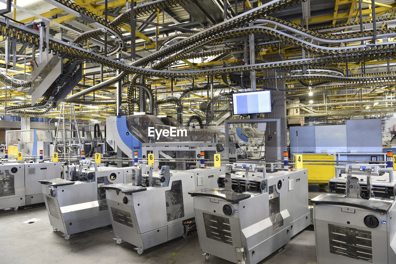 Machines for transport and sorting plant in a printing shop