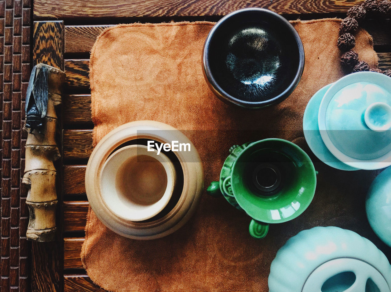 High angle view of food on table