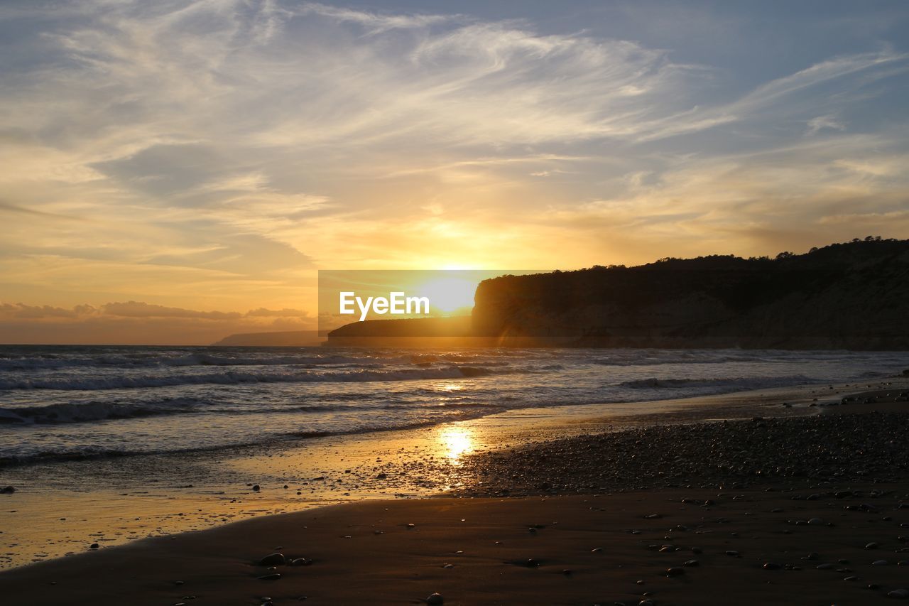 Scenic view of sea against sky during sunset