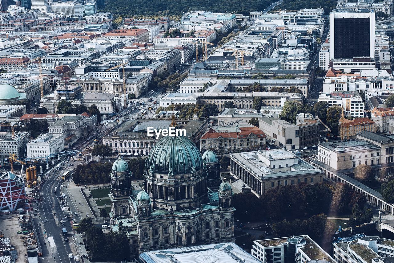 High angle view of berlin cathedral in city
