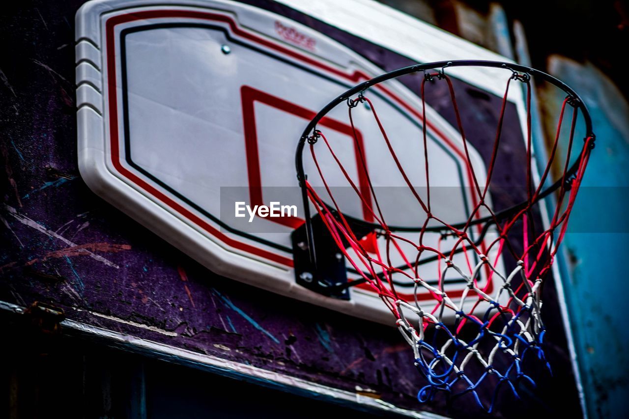 Low angle view of basketball hoop at court