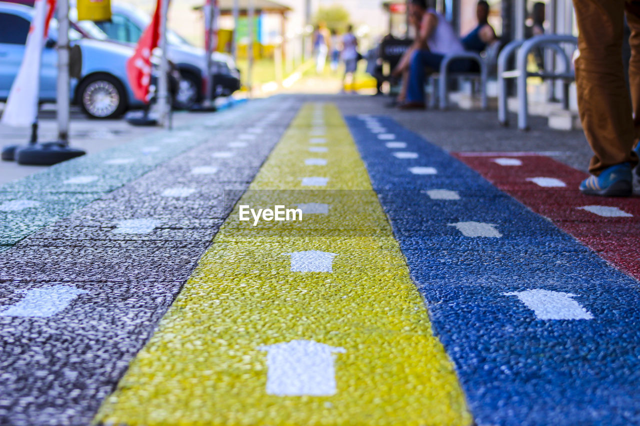 Close-up of sidewalk in city