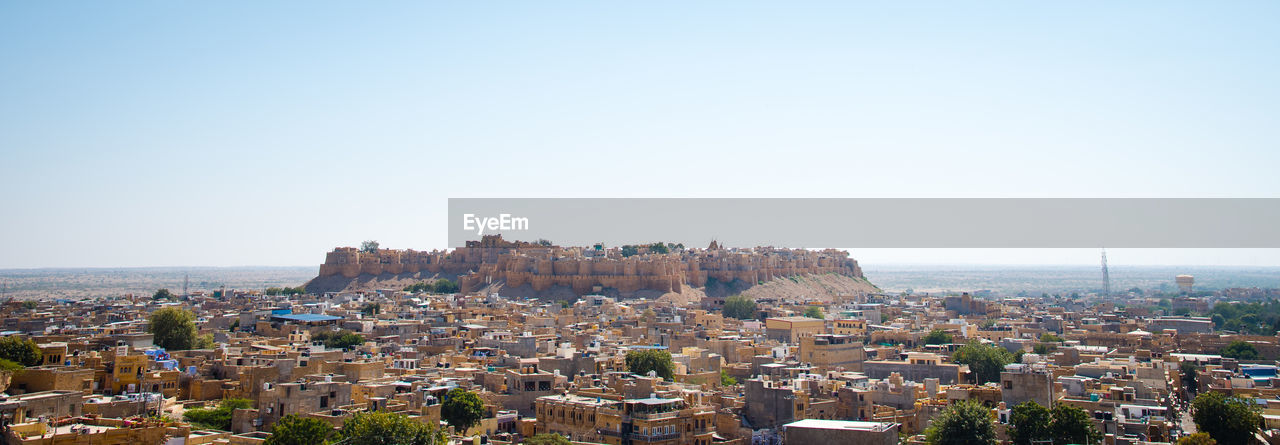 Aerial view of jaisalmer fort and city