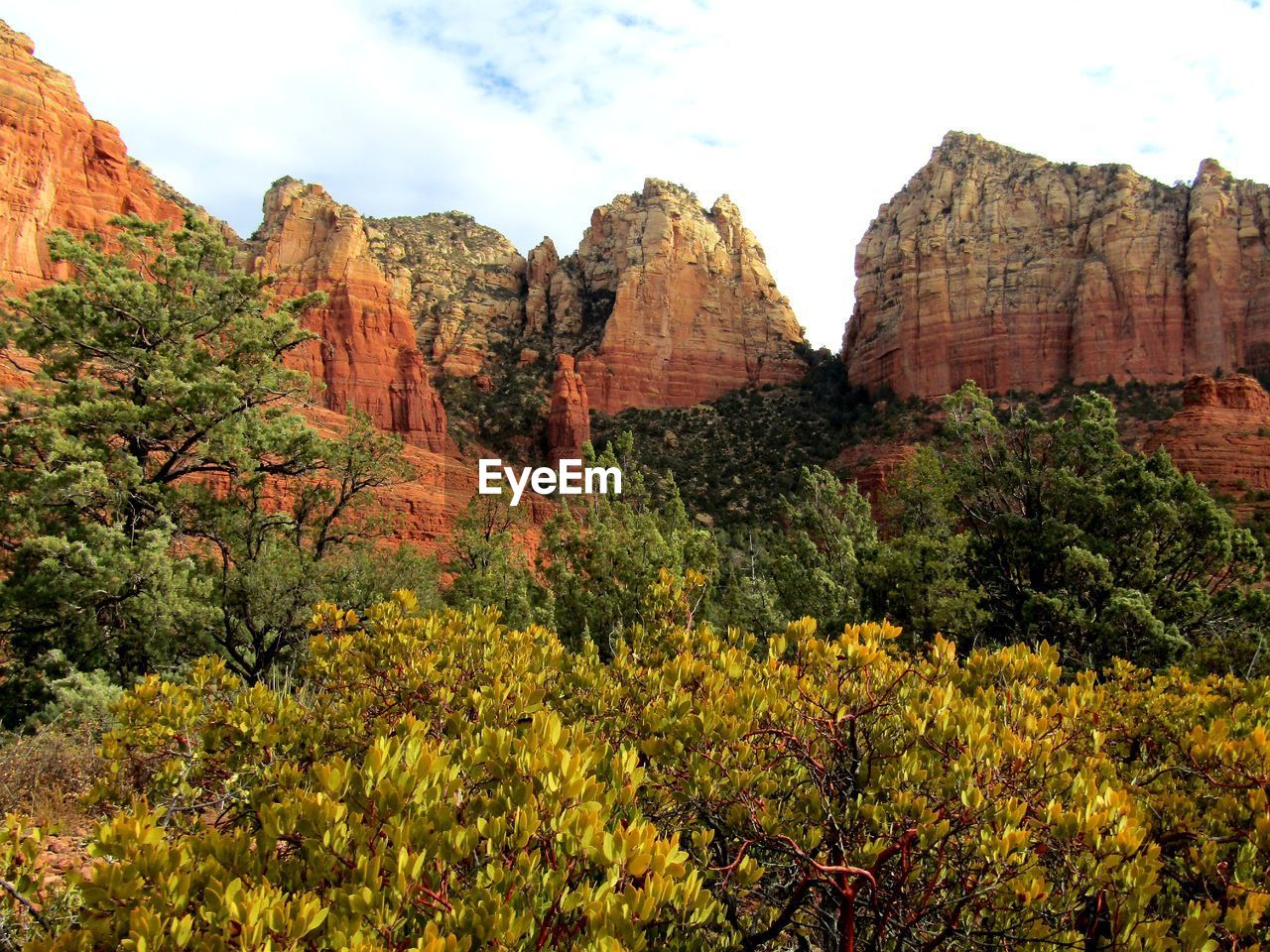 Scenic view of red rock formations