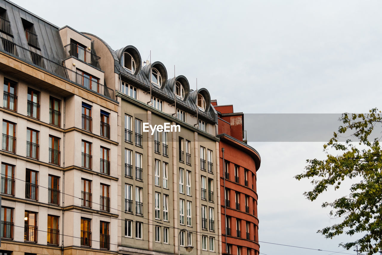 Low angle view of old residential buildings in berlin mitte, germany.