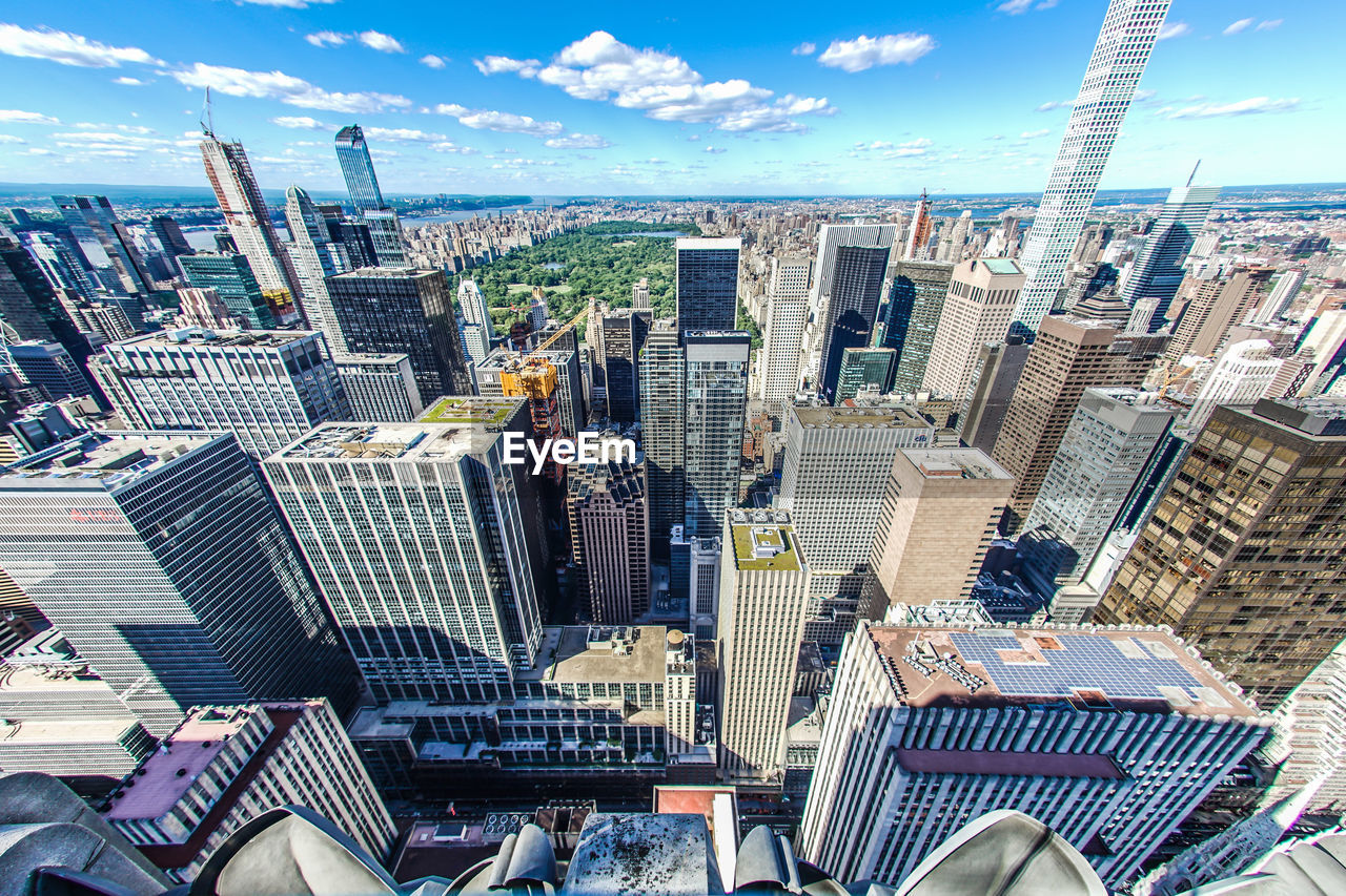 high angle view of cityscape against sky