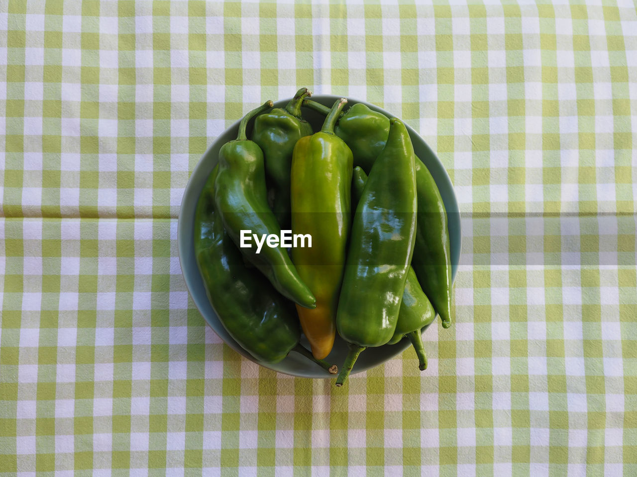 high angle view of green peas in plate