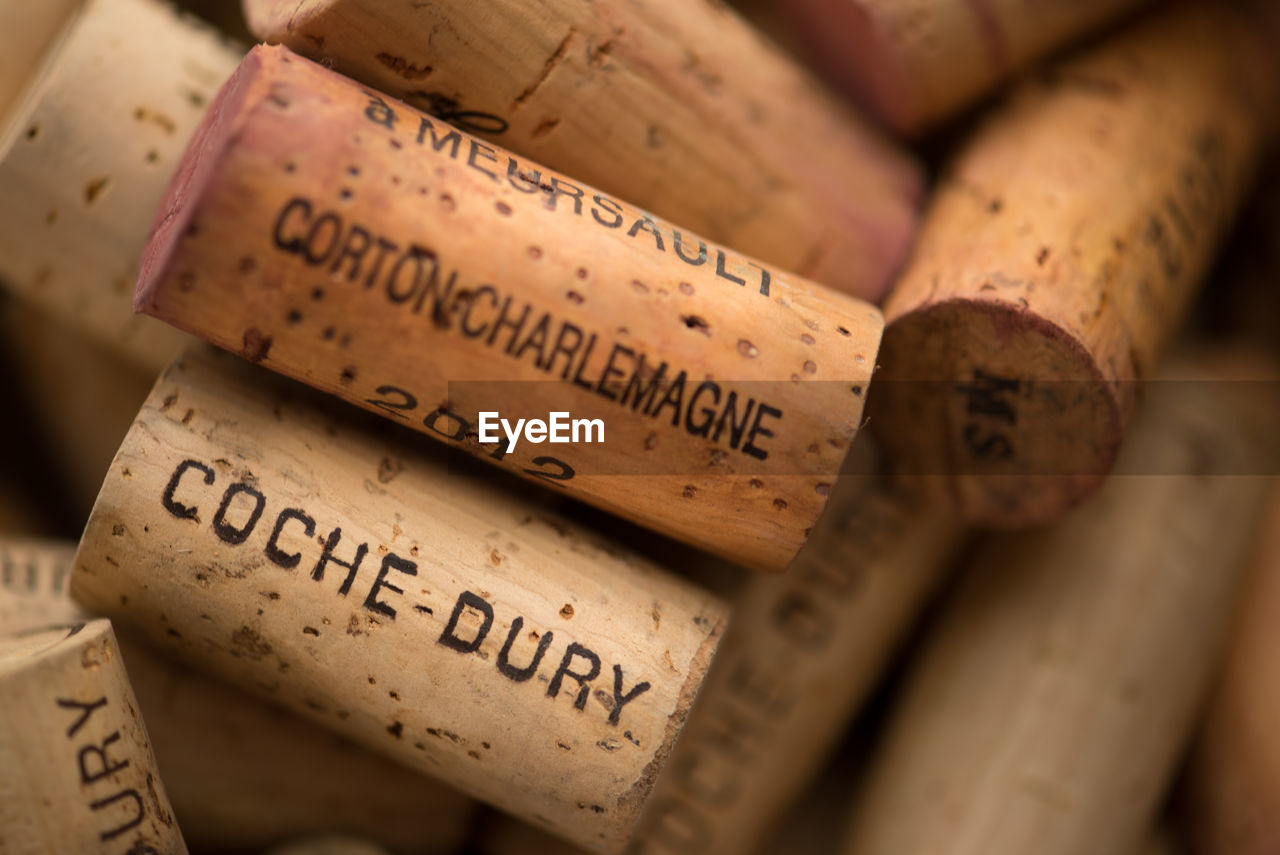 Close-up of corks