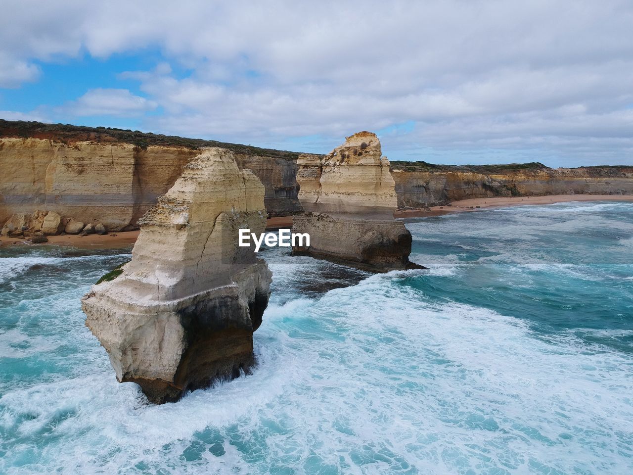 Twelve apostles sea rocks at beach