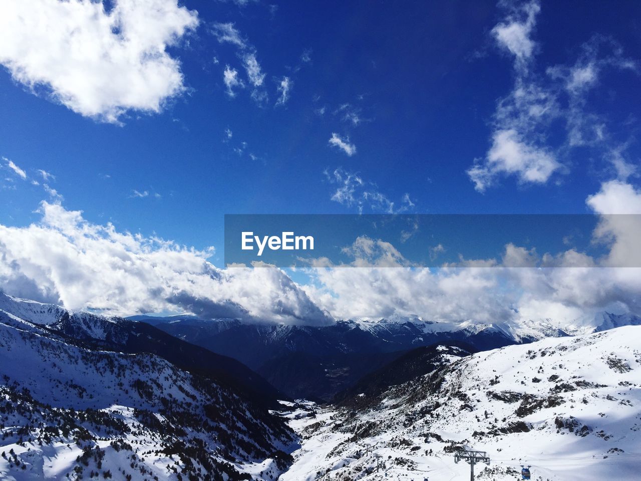 Idyllic shot of snowcapped mountains against sky