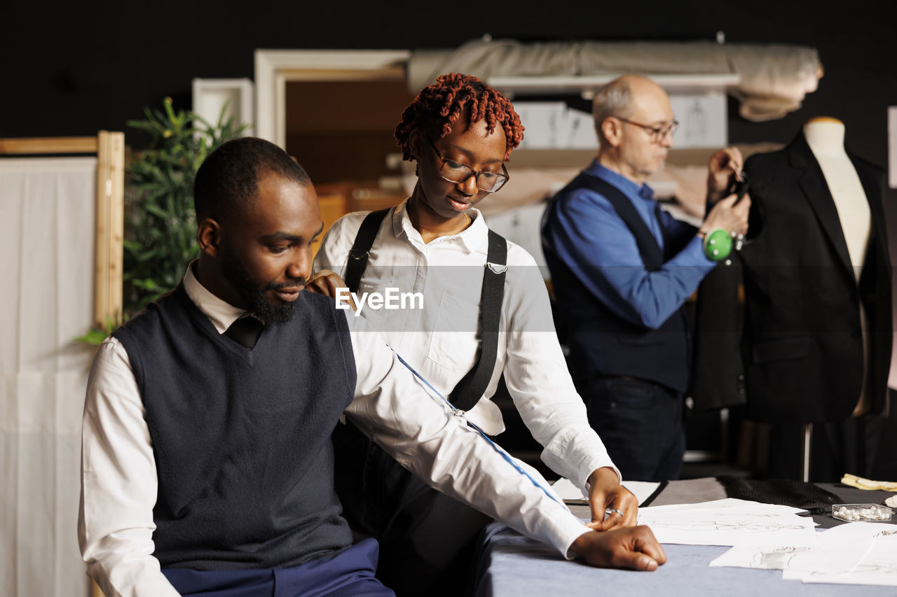 business colleagues working in office