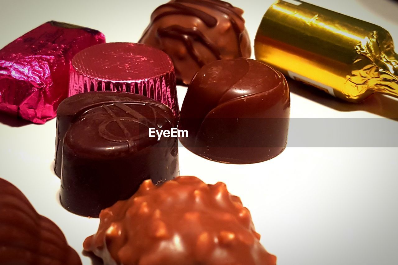 Close-up of chocolates on table