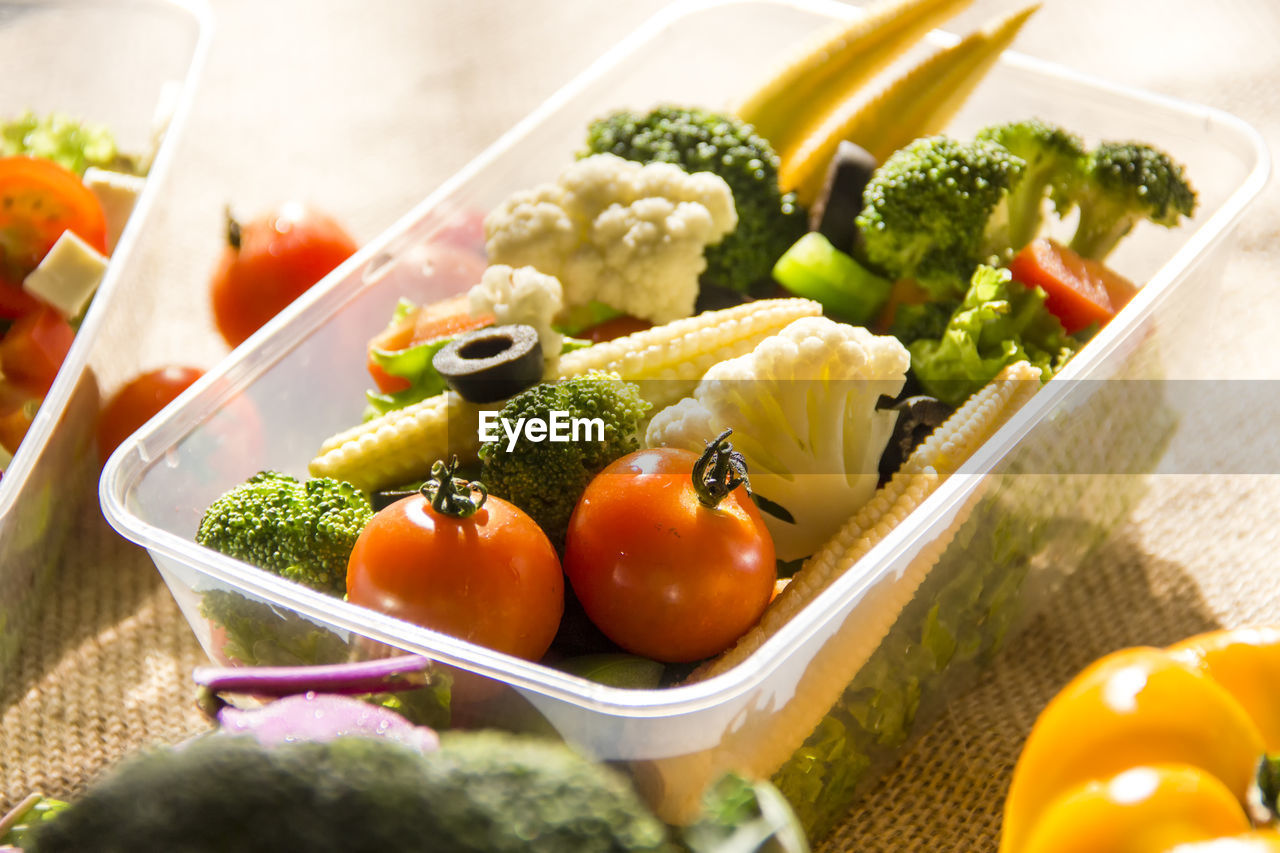 Close-up of sliced vegetables