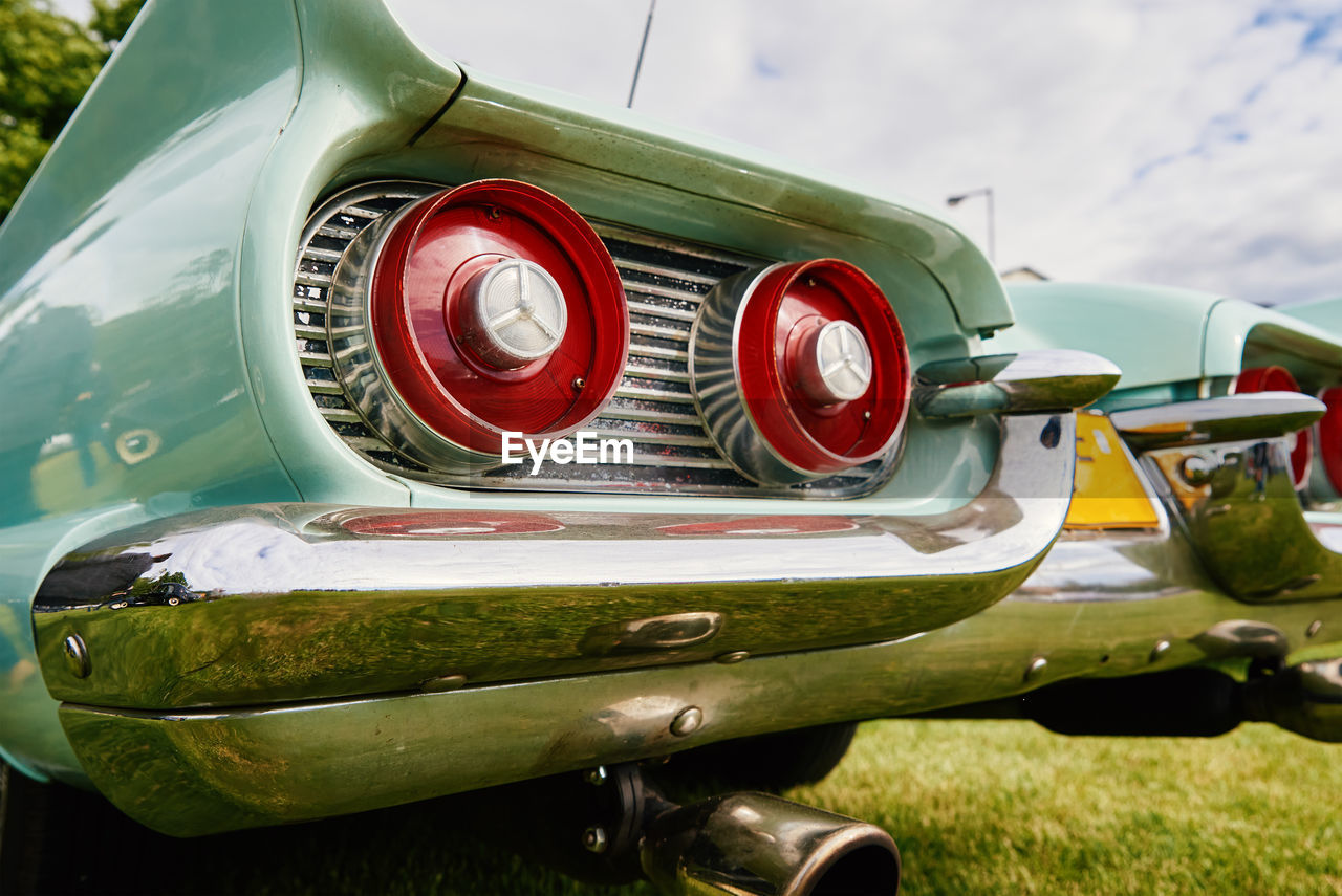 Red rear light of retro car