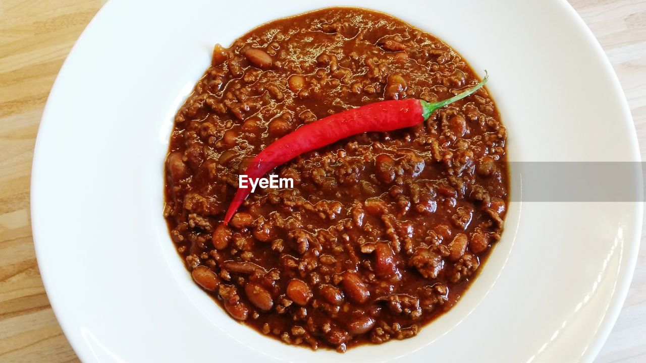 High angle view of food in plate