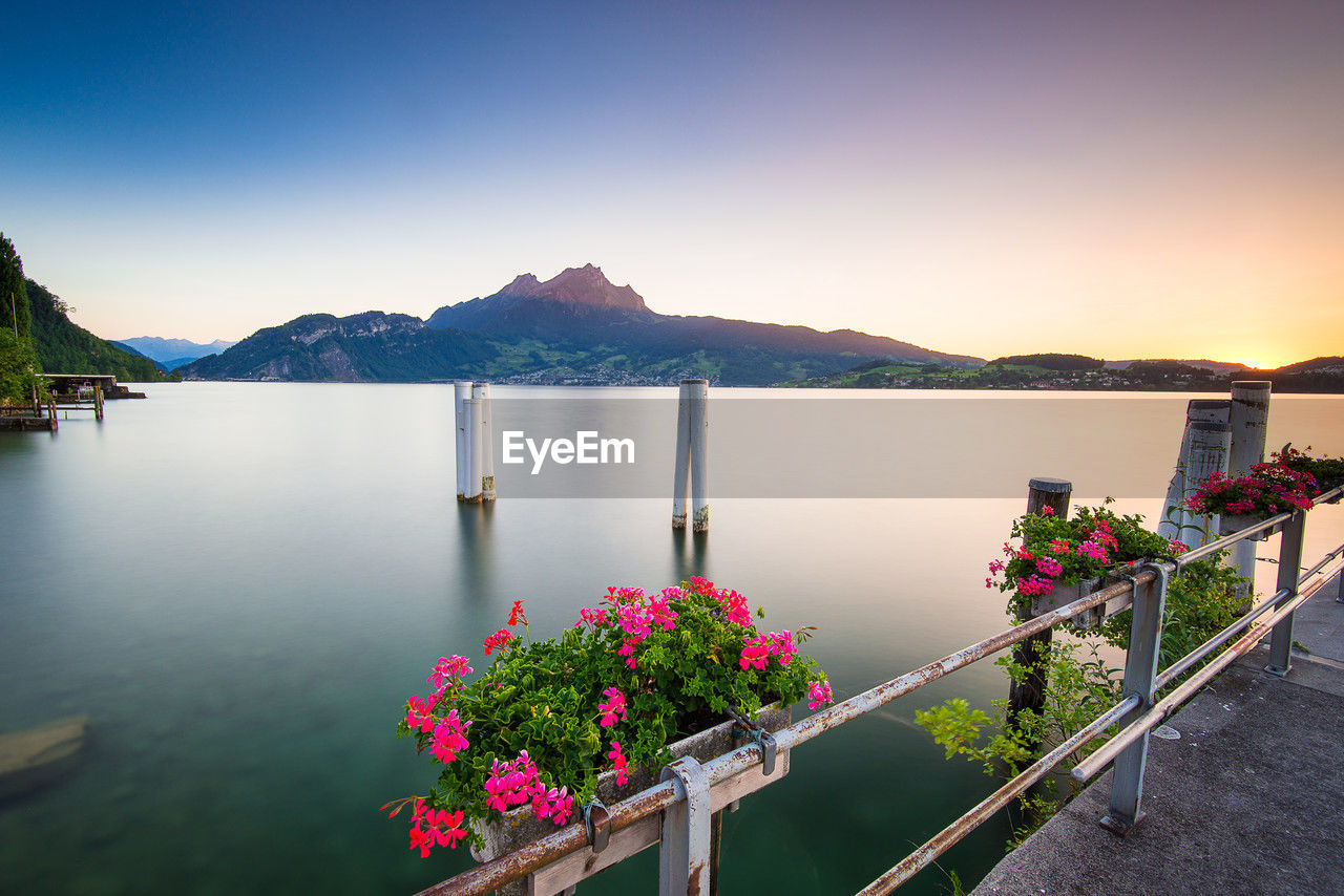 scenic view of lake against clear sky