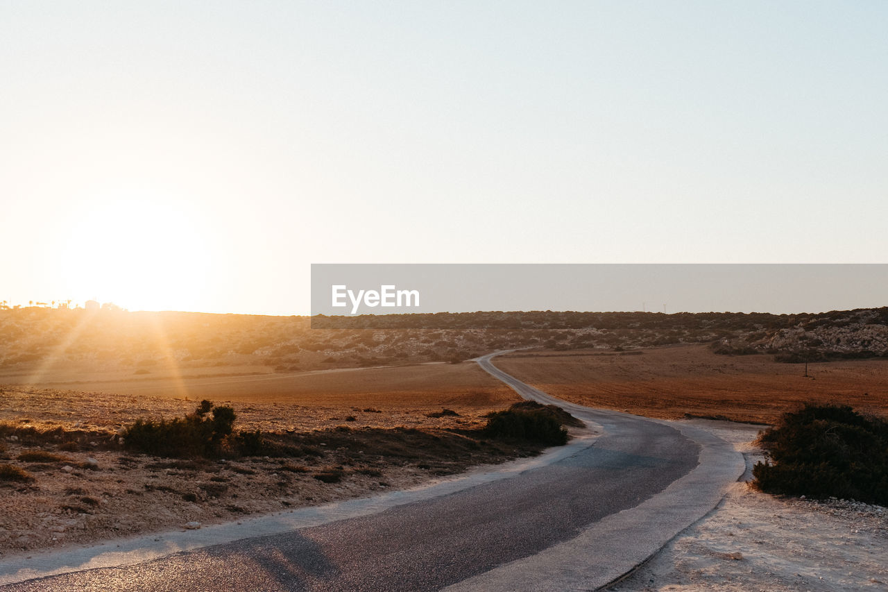 Road at sunset in cyprus