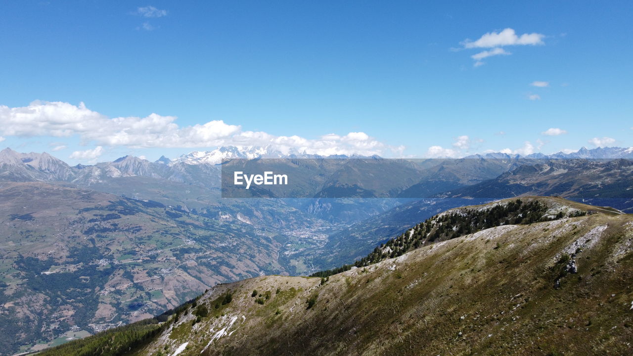 Scenic view of mountains against sky