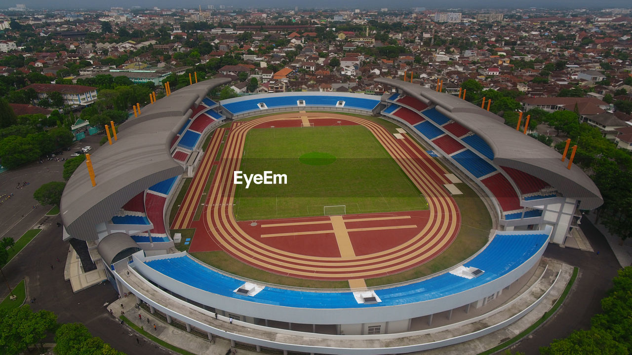 Aerial view of mandala krida stadium in yogyakarta, indonesia