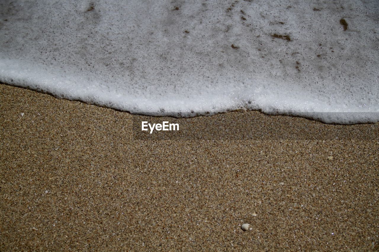 High angle view of sand on beach