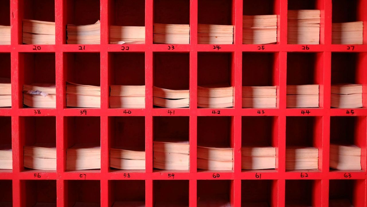 Full frame shot of books in shelf