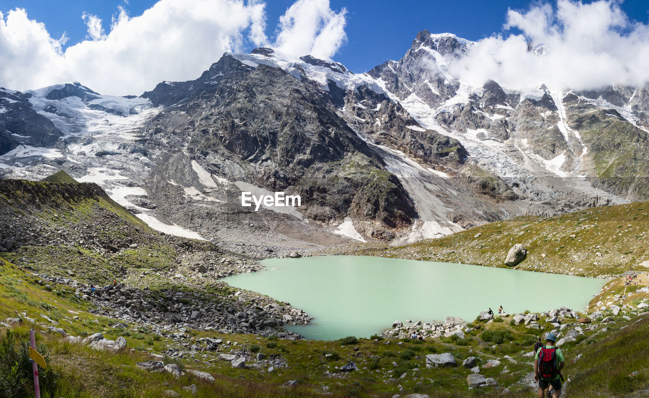 Alpine lake of locce in the dufourspitze area