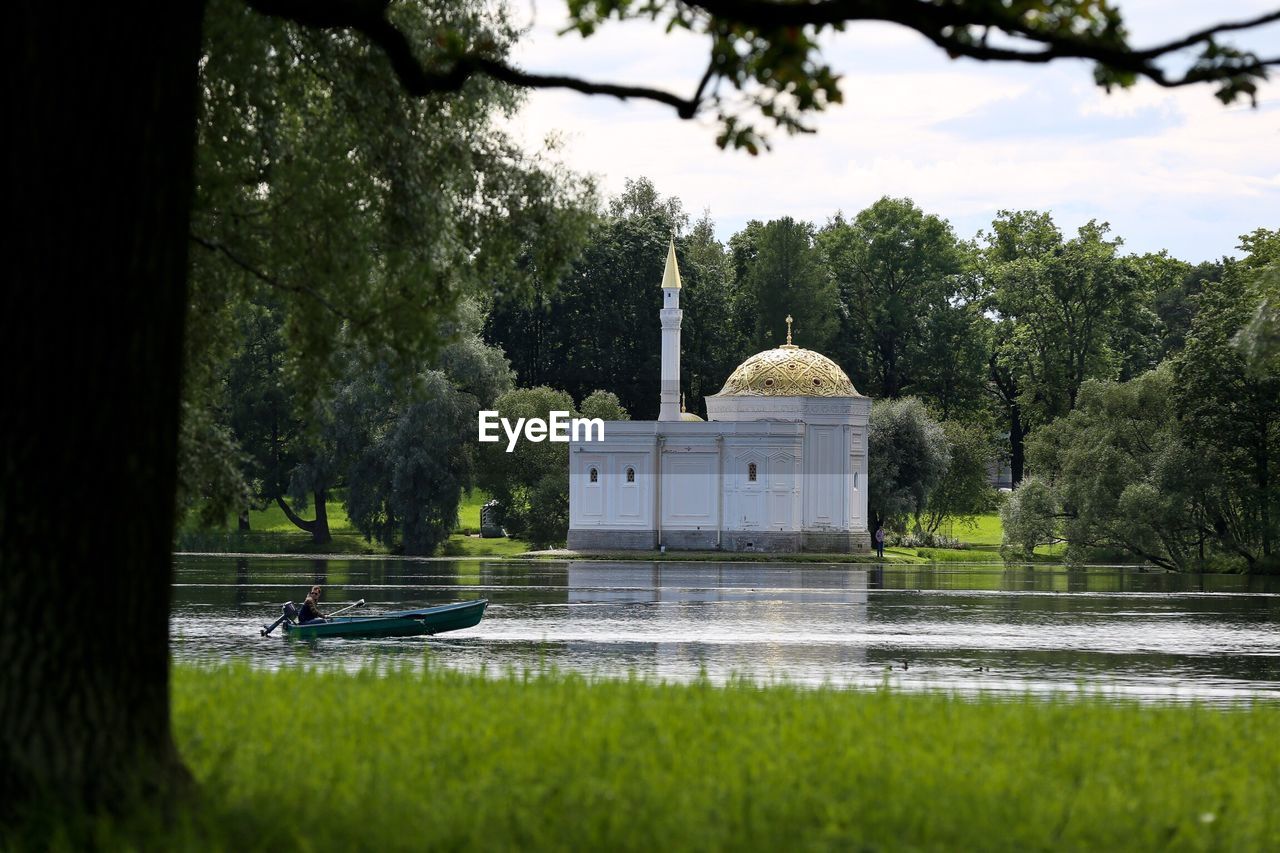 Gazebo on riverbank