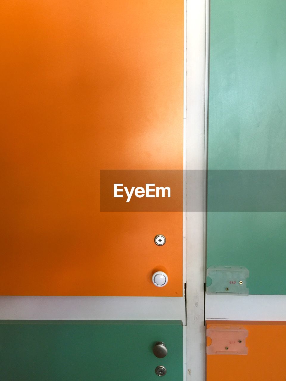 Close-up of lockers at school