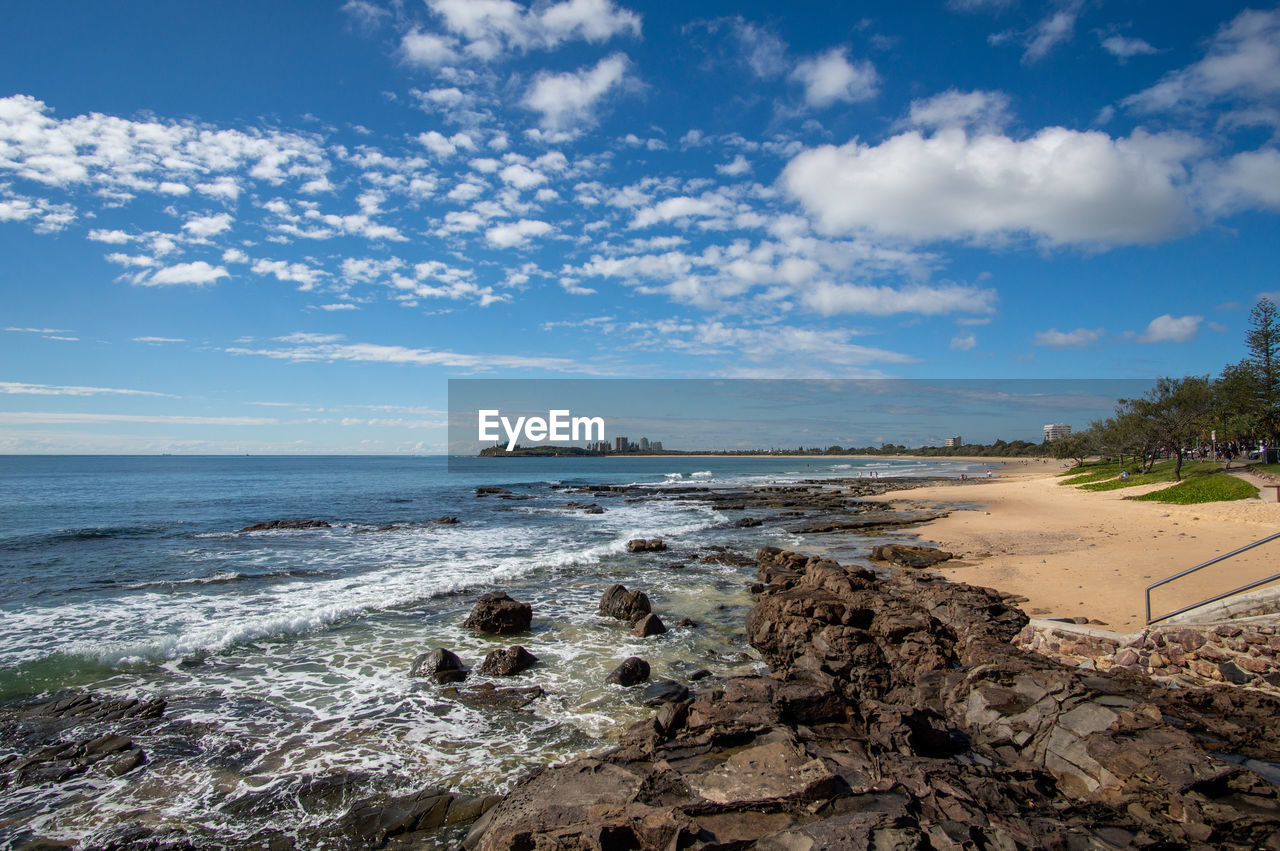 Scenic view of beach against sky