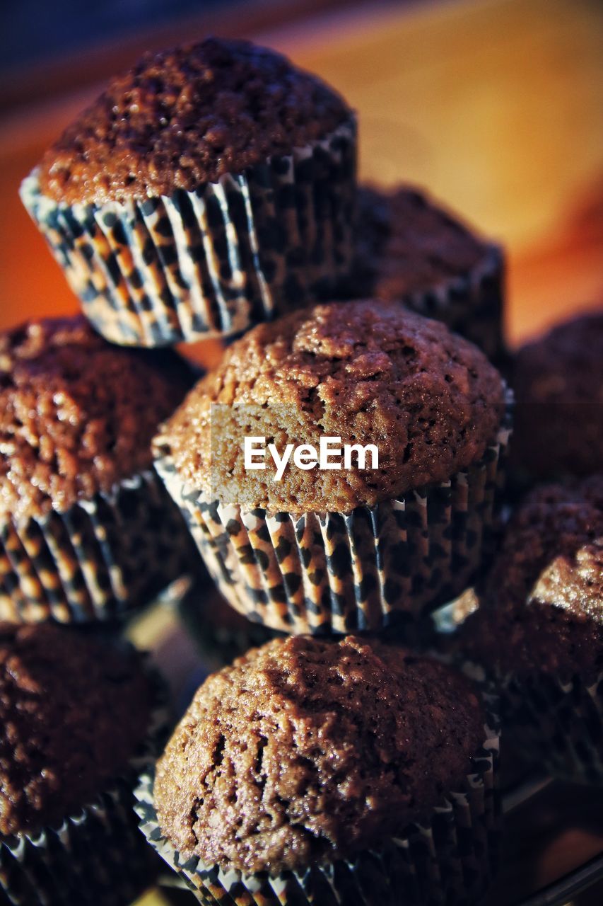 Stack of cupcakes in darkroom